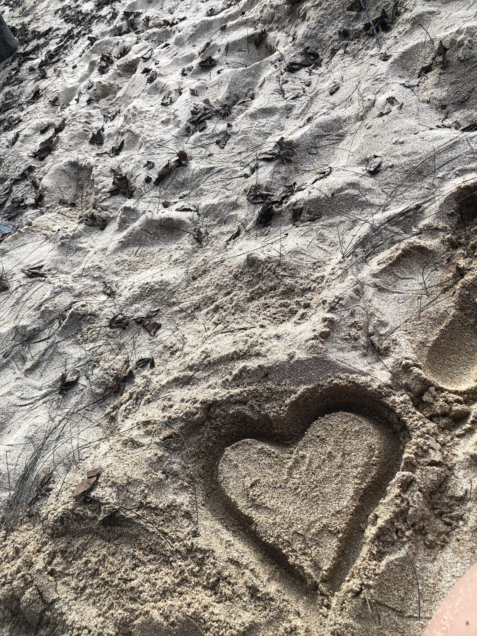 A heart drawn in the sand, photographed during Malana’s early days in Hawaiʻi